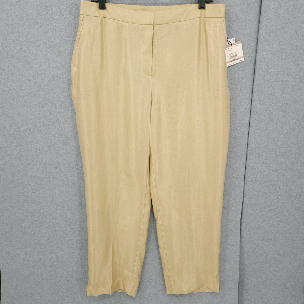 Anne Klein Pull On Straight Leg Safari Gold Trouser Pants Womens Size 12